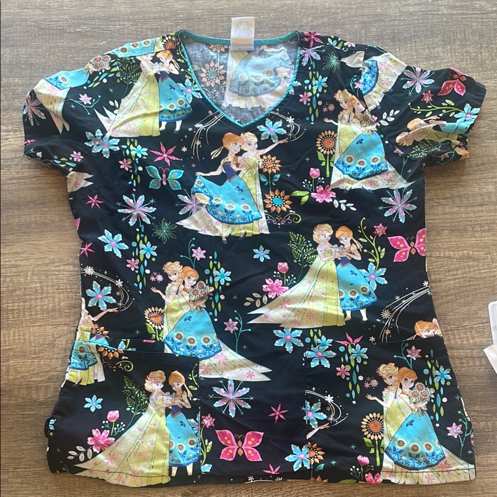 Disney Frozen Print Scrub Top